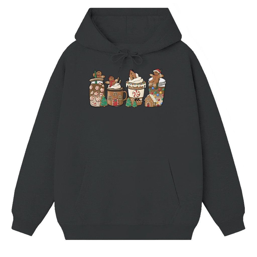 Gingerbread Christmas Coffee Latte Hoodie – Christmas Gift for Coffee Lovers - front view