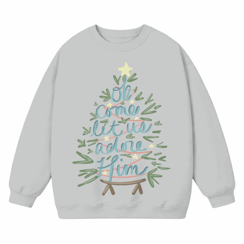Adore Him Sweatshirt – Christian Christmas Gift for Men Women - front view