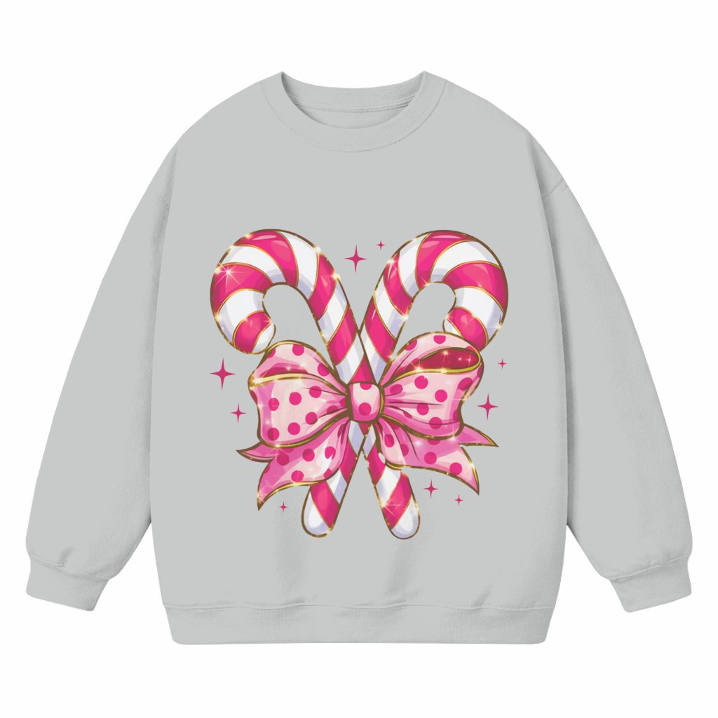 Candy Cane Coquette Sweatshirt – Christmas Gift Cute Trendy - front view