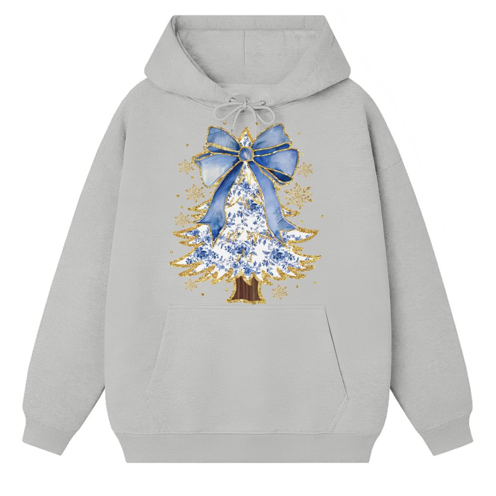 Christmas Tree Bow Hoodie – Christmas Gift for Women Cute Festive - front view