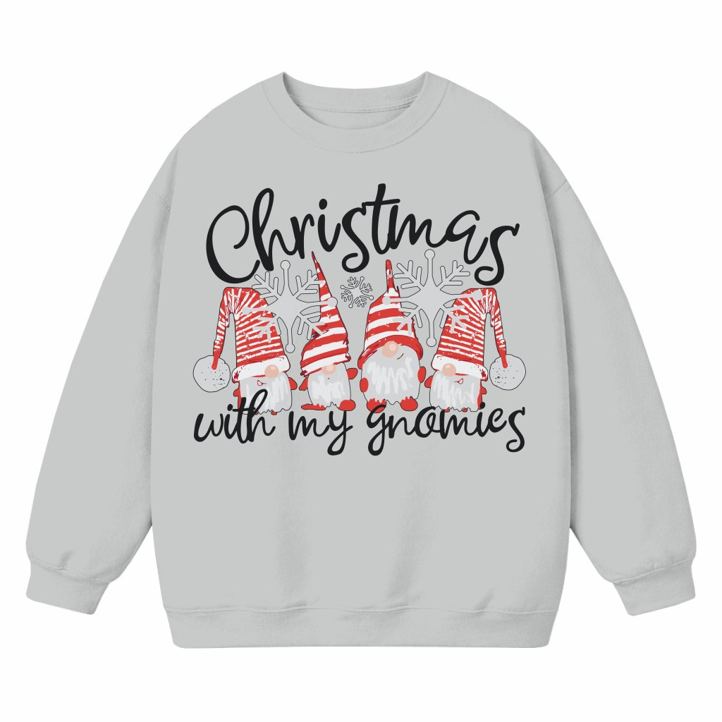 Cute Gnomes Sweatshirt – Christmas Gift for Men Women Buffalo Plaid - front view