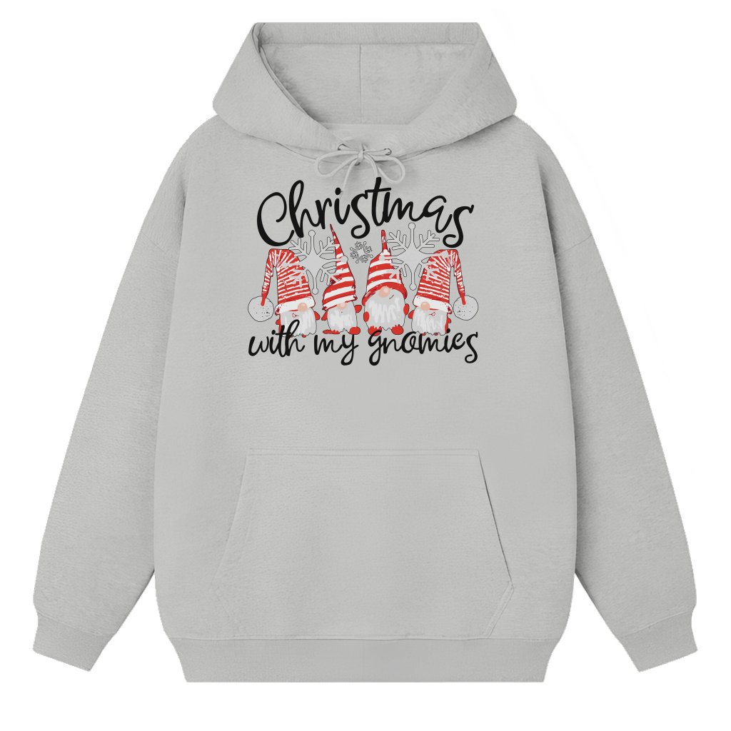Cute Christmas Gnomes Hoodie – Christmas Gift Buffalo Plaid - front view