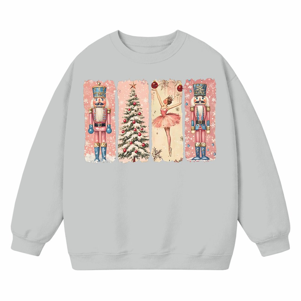 Retro Nutcracker Sweatshirt – Christmas Gift for Her Preppy Pink - front view