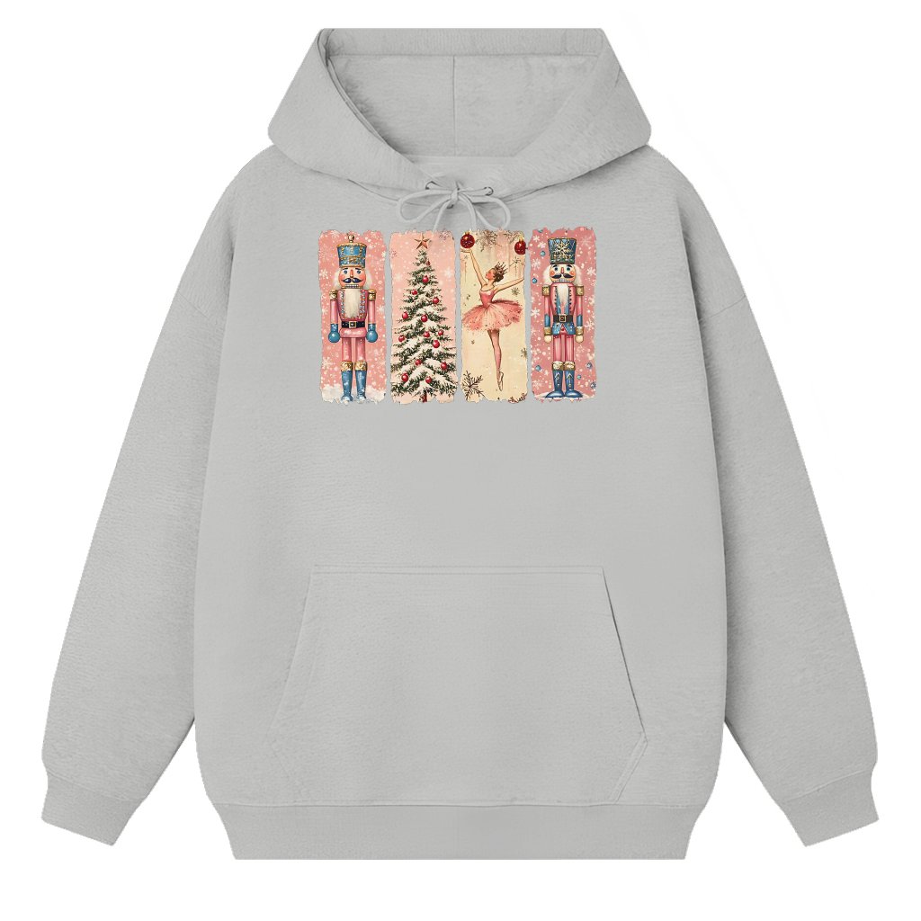 Nutcracker Ballet Hoodie – Christmas Gift Retro Preppy Pink - front view