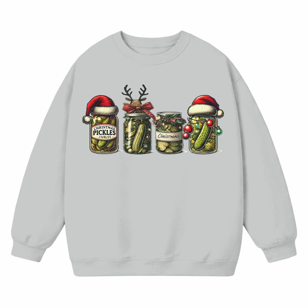 Funny Christmas Pickle Sweatshirt – Christmas Gift for Canned Pickles Lover Retro - front view