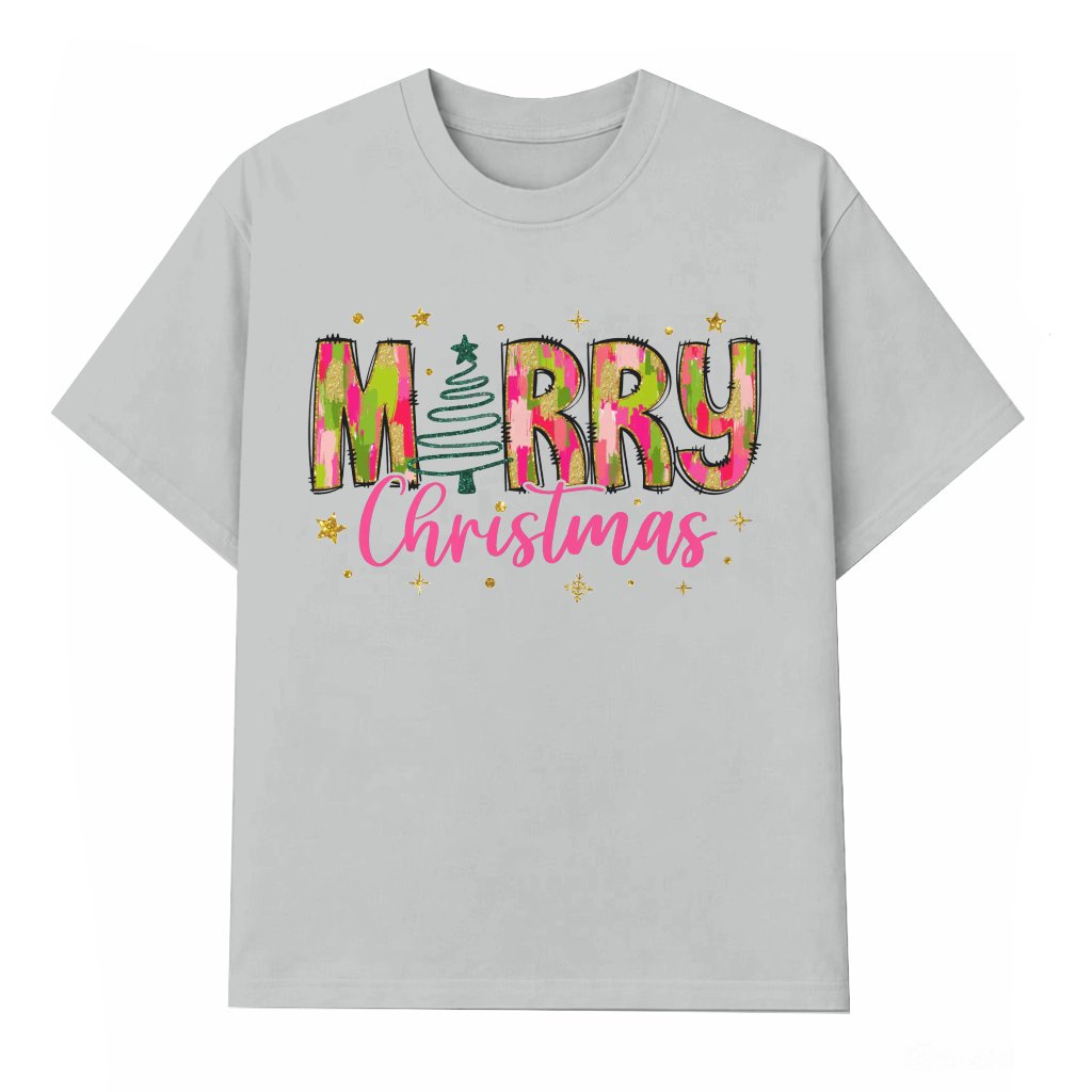 Coquette Bow Doodle T-shirt – Christmas Gift for Women Cute Colorful Glitter - front view