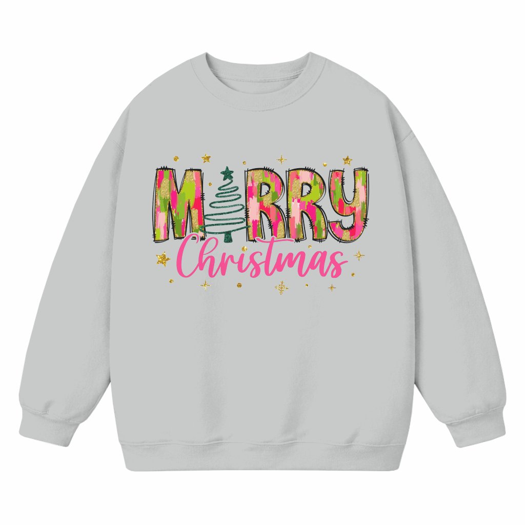 Merry and Bright Sweatshirt – Merry Christmas Gift Glitter - front view
