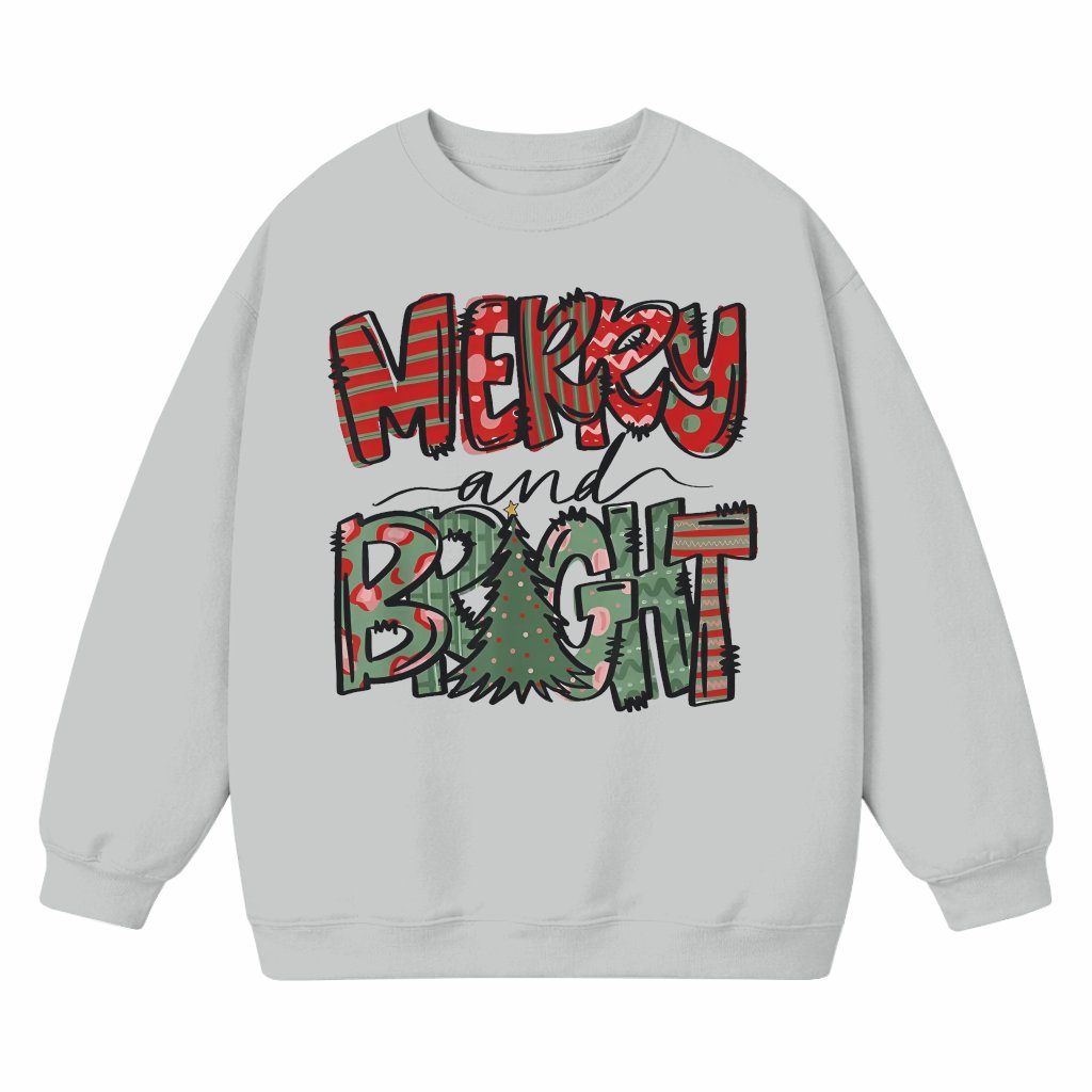 Merry and Bright Sweatshirt – Christmas Gift for Women Festive Crewneck - front view