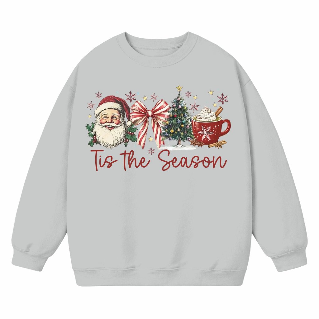 Tis The Season Coquette Sweatshirt – Christmas Holiday Gift Retro Bow - front view