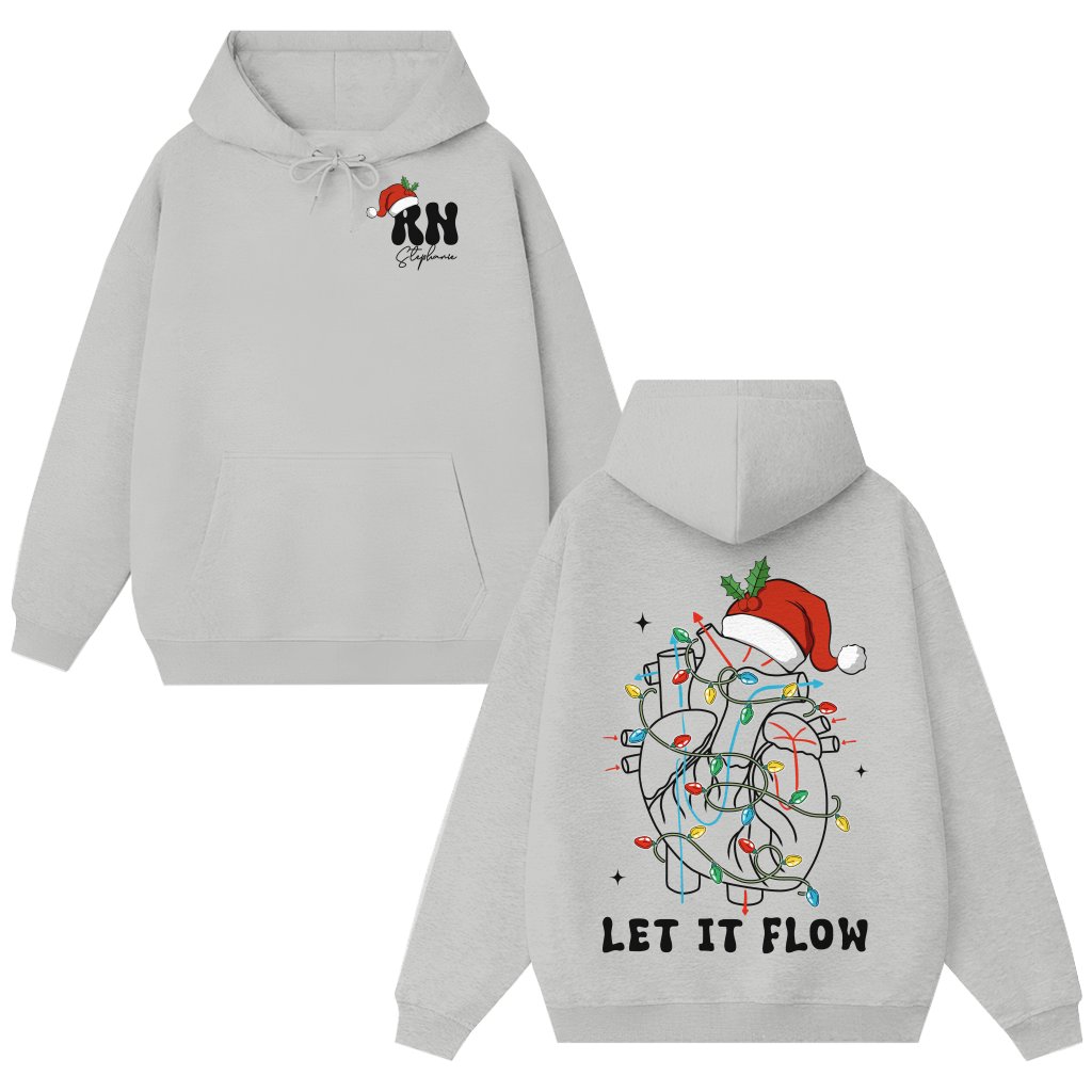 Let It Flow Hoodie – Christmas Gift for Cardiac RN Nurse - front view