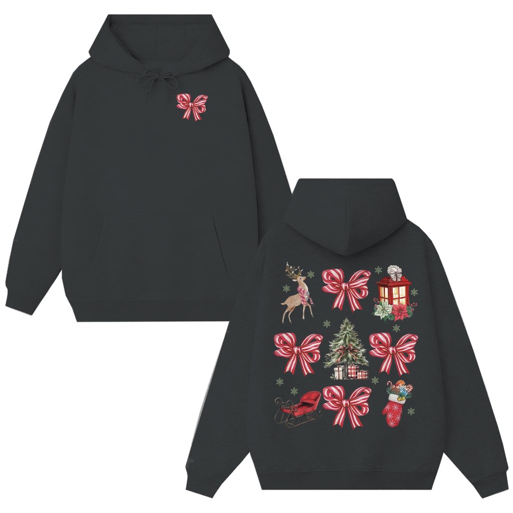 Coquette Christmas Hoodie – Holiday Gift for Her Retro Aesthetic - front view