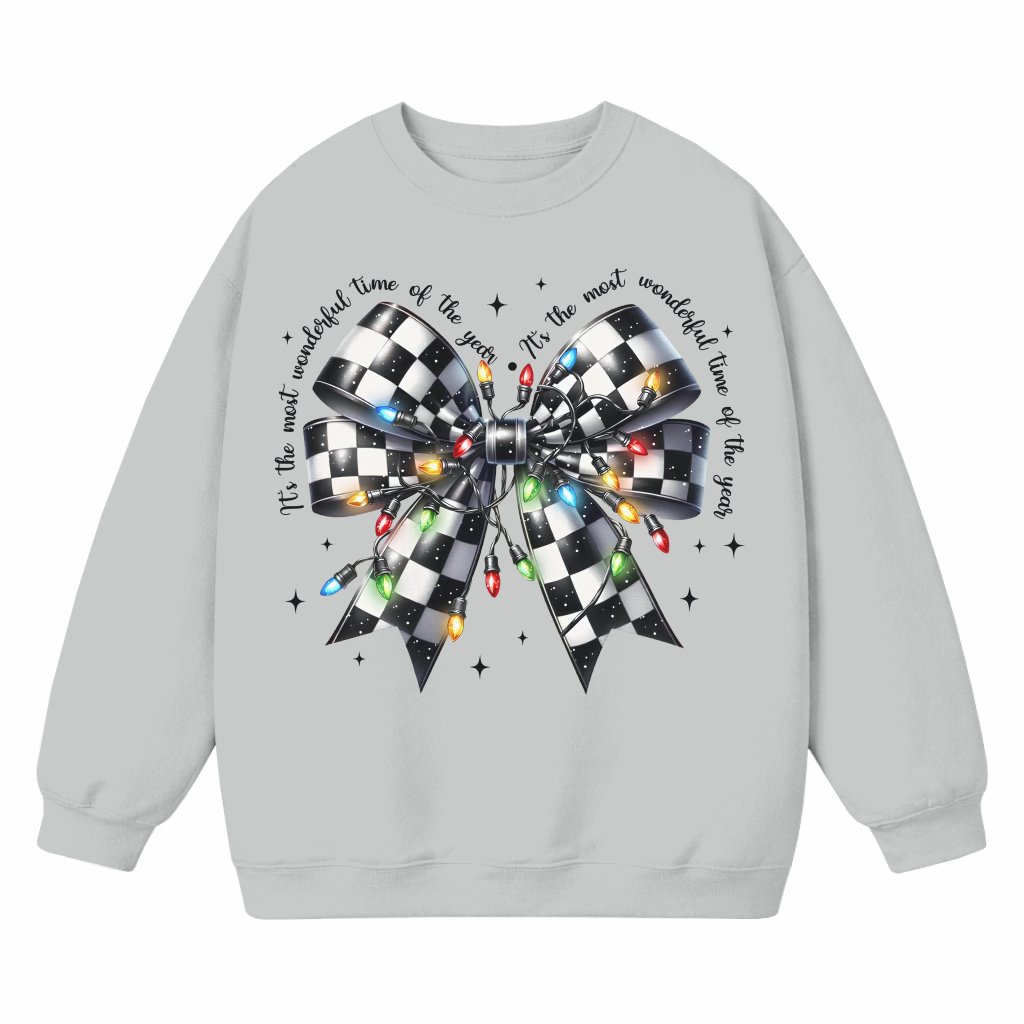 Coquette Checkered Bow Mama Sweatshirt – Christmas Gift for Mom - front view