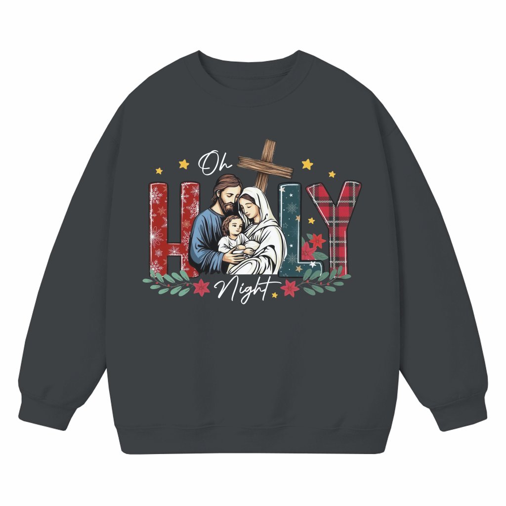 Oh Holly Night Jesus is the Reason Sweatshirt – Christian Christmas Gift Classic - front view