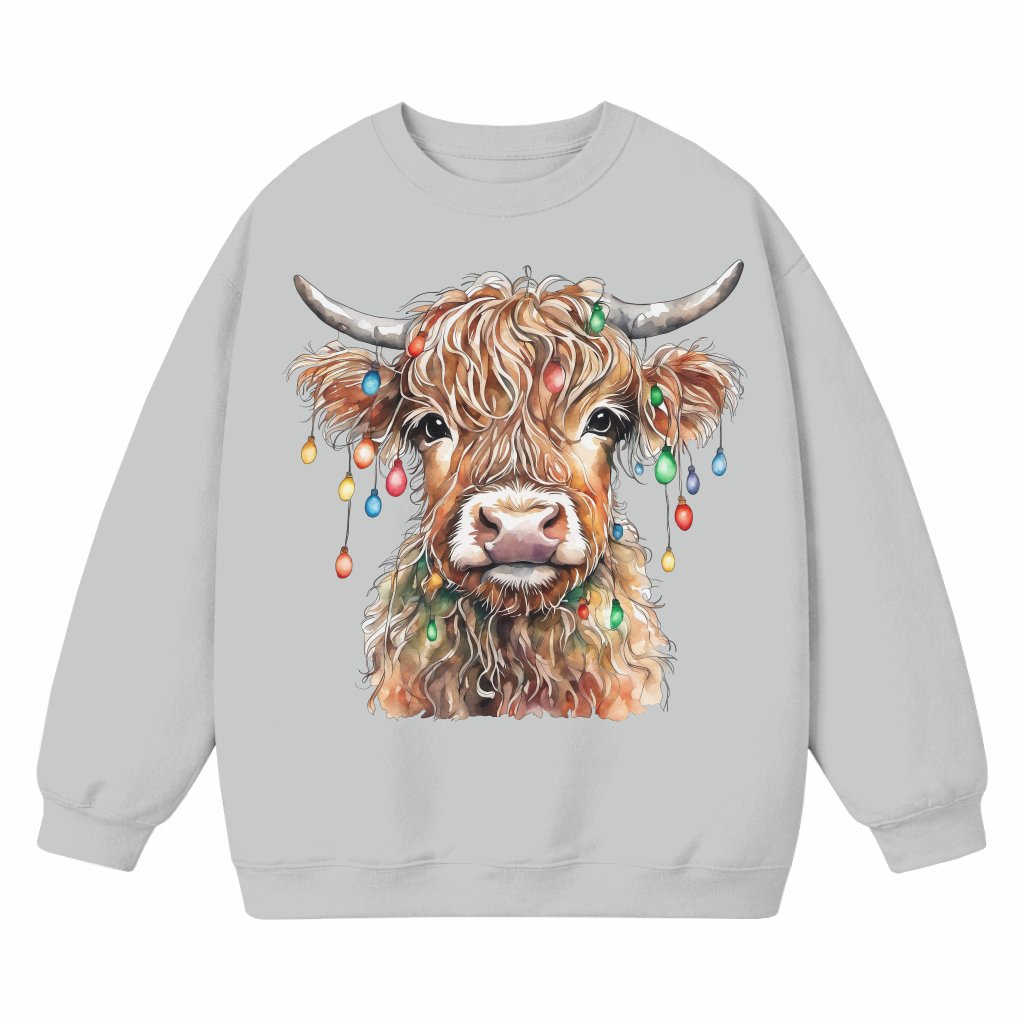 Christmas Cow Lights Sweatshirt – Christmas Gift for Animal Lover Funny - front view