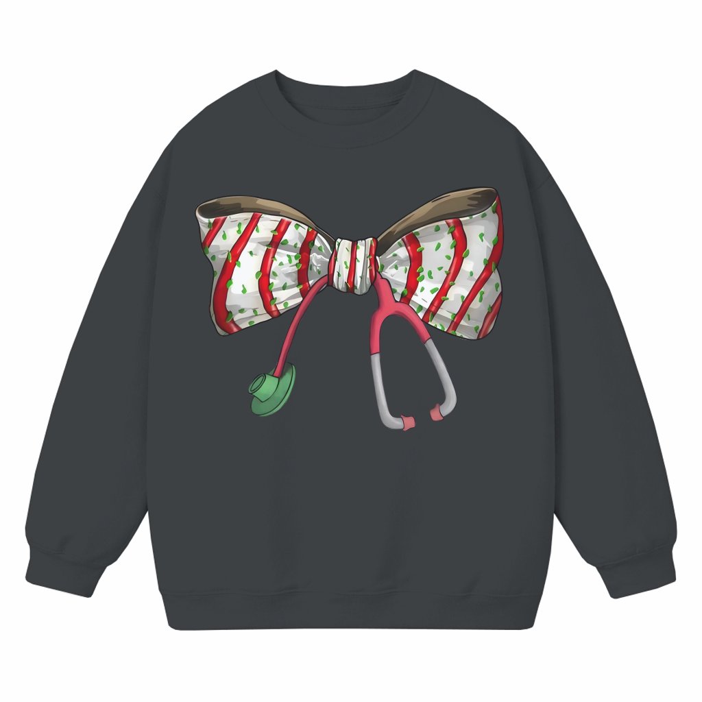 Coquette Nurse Sweatshirt – Christmas Gift for Nurse Stethoscope Bow - front view