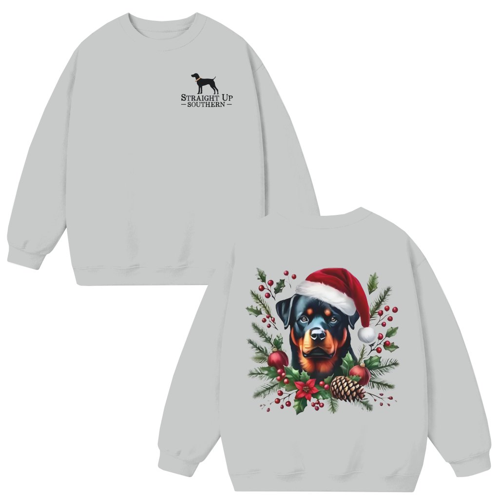 Rottweiler Sweatshirt – Christmas Gift for Pet Lover Cute Whimsical - front view