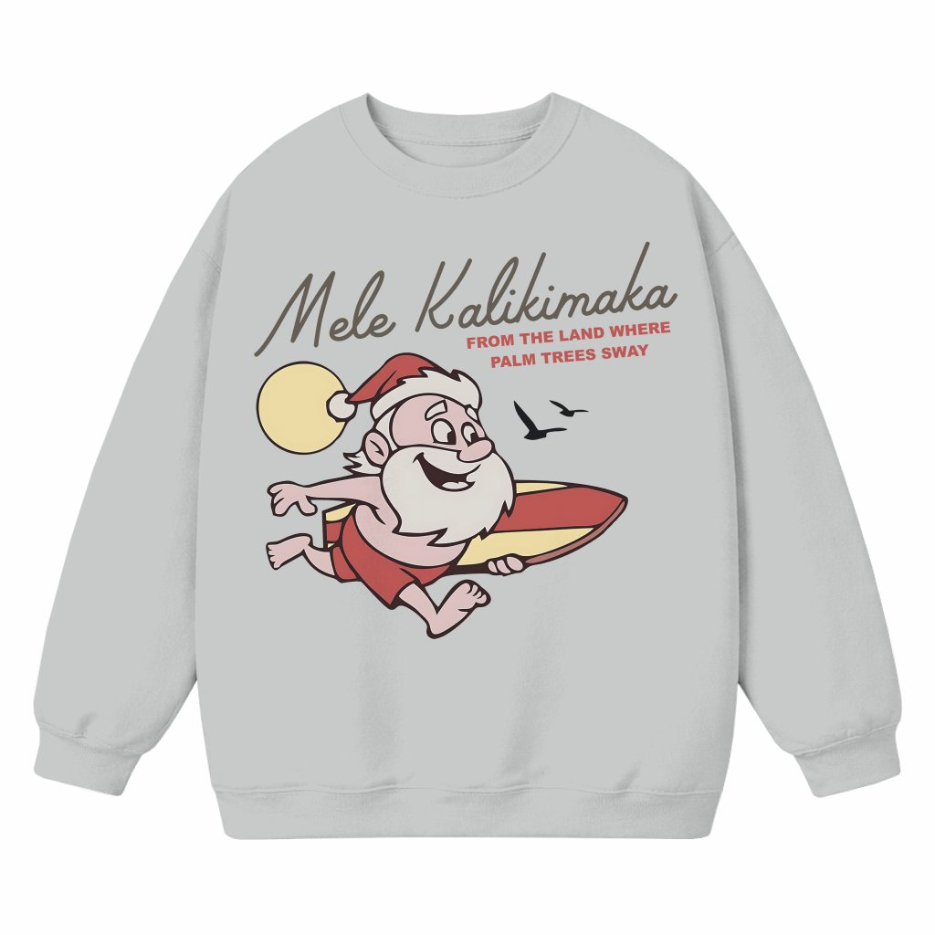 Mele Kalikimaka Surfing Santa Sweatshirt – Christmas Gift Funny Hawaii - front view