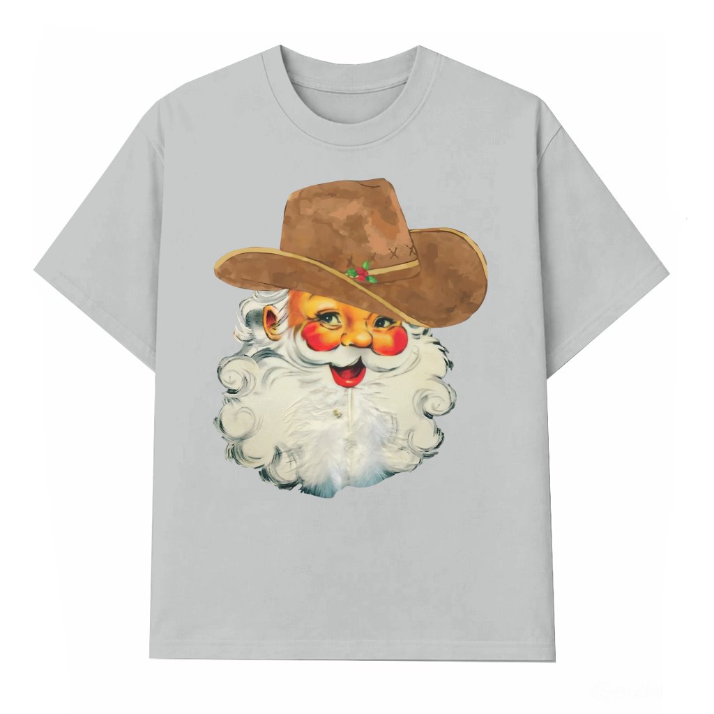 Funny Vintage Cowboy Santa T-shirt – Christmas Gift Western Country - front view