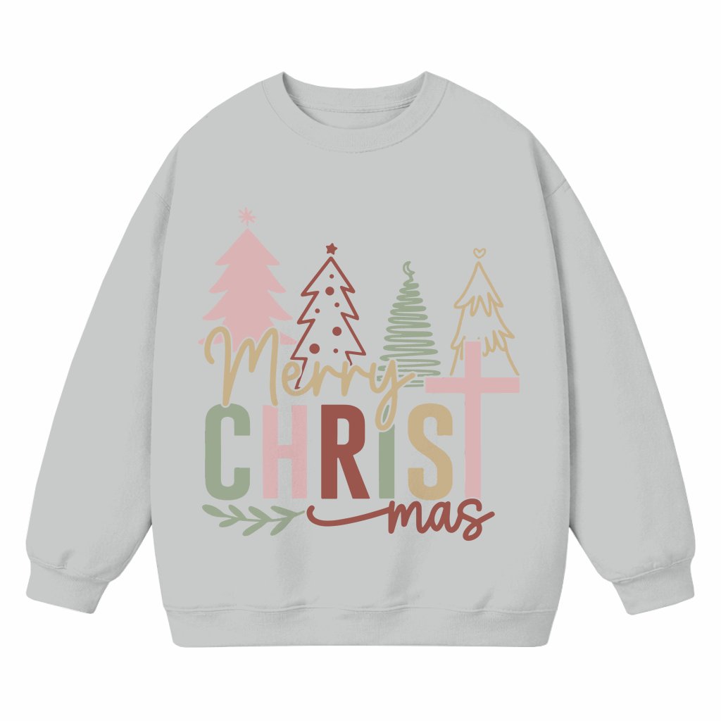 Merry Christmas Xmas Tree Sweatshirt – Christmas Gift Retro - front view