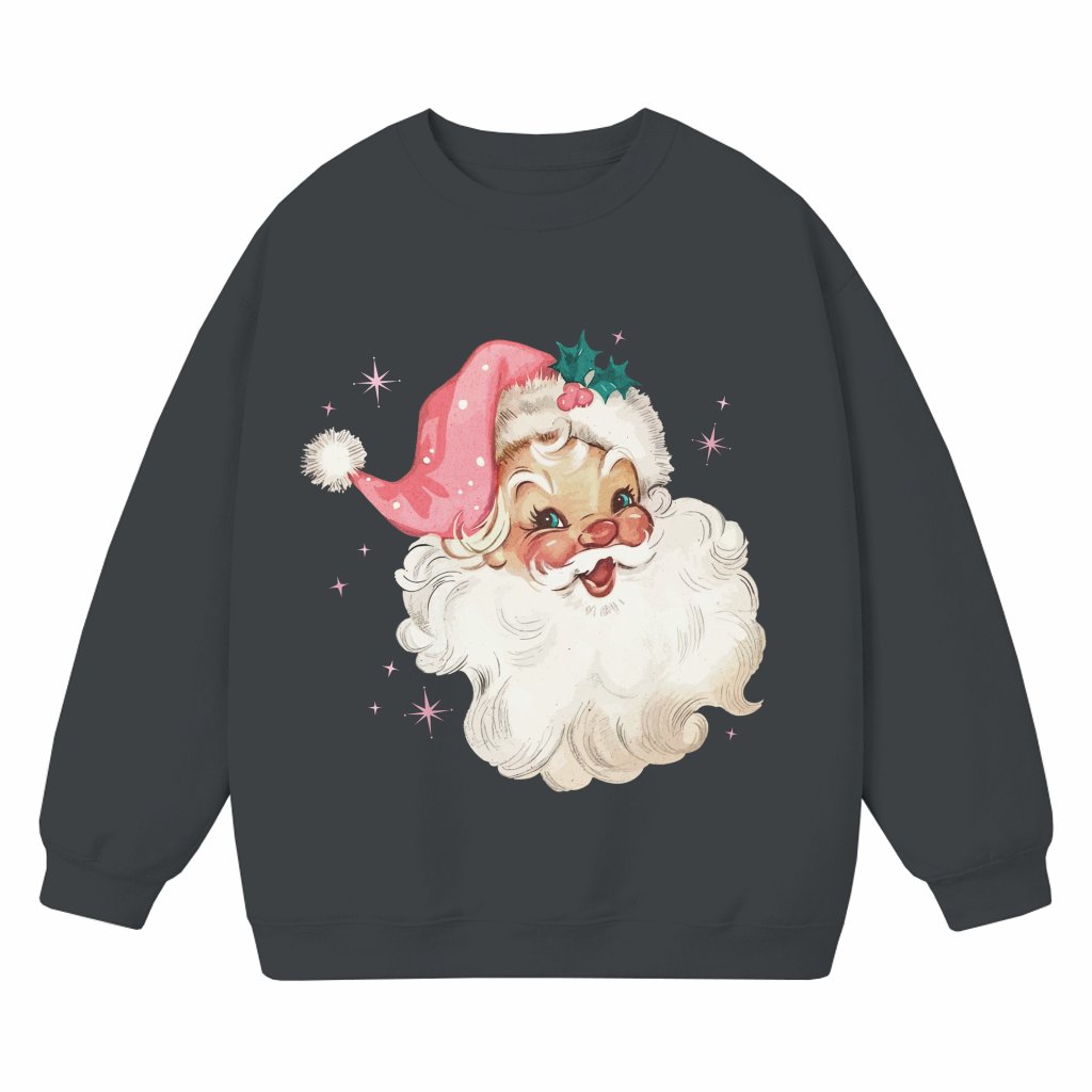 Retro Pink Santa Sweatshirt – Christmas Gift for Women Vintage - front view