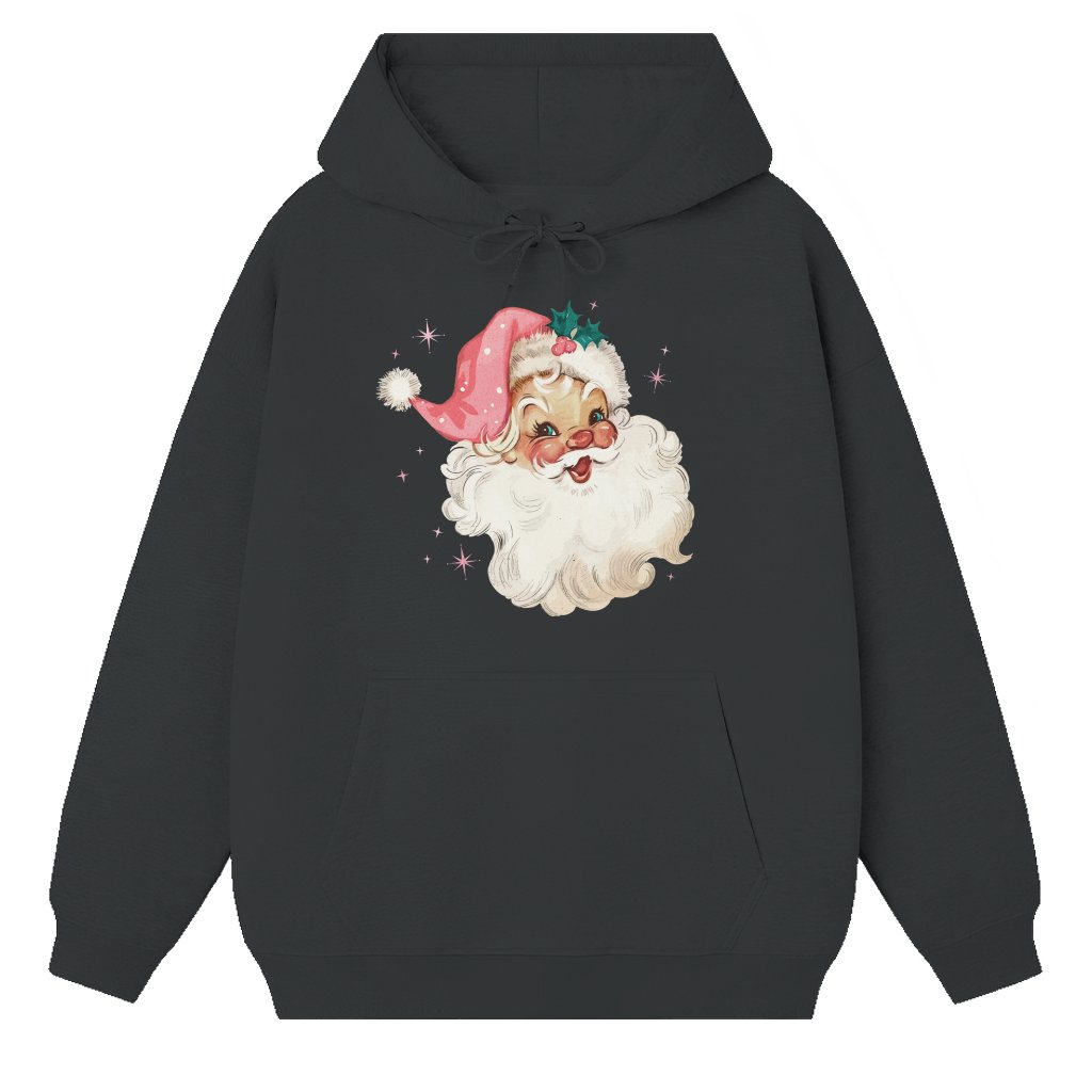 Pink Santa Hoodie – Christmas Holiday Gift Retro Cute Vintage - front view