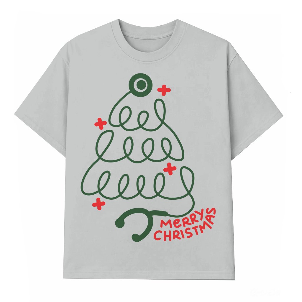 Stethoscope T-shirt – Merry Christmas Gift for Nurse Cute - front view