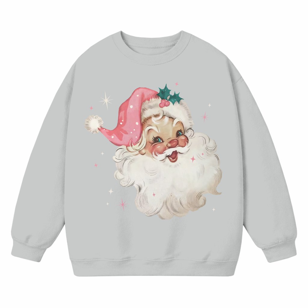 Cute Pink Santa Sweatshirt – Christmas Gift for Women Family - front view