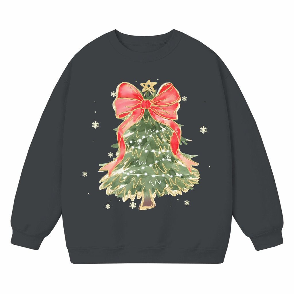 Camo Christmas Bow Sweatshirt – Christmas Gift Old School Coquette - front view