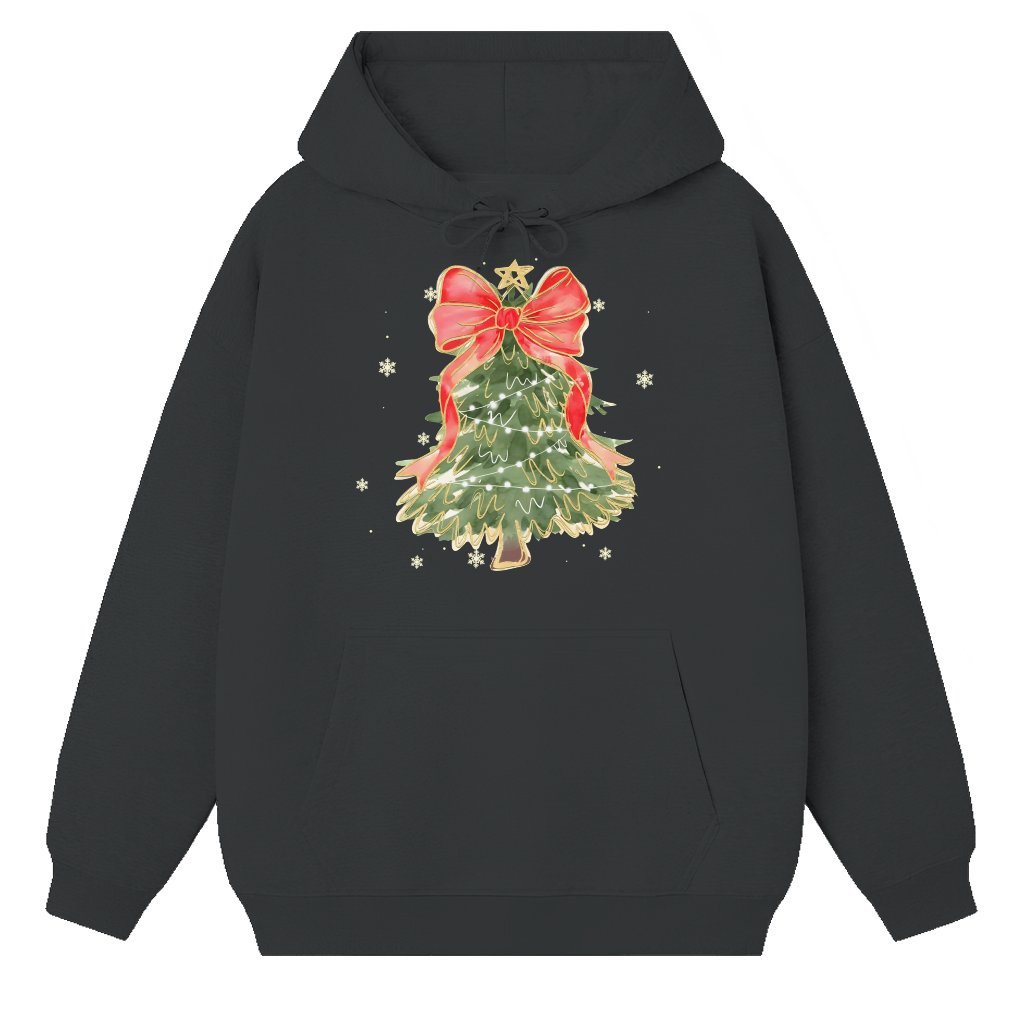 Camo Coquette Tree Bow Hoodie – Christmas Gift Cute - front view