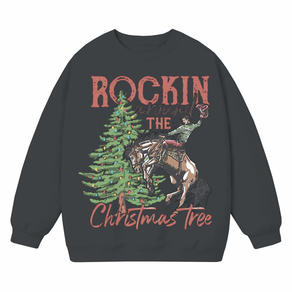 Funny Retro Western Cowboy Tree Sweatshirt – Christmas Gift - front view