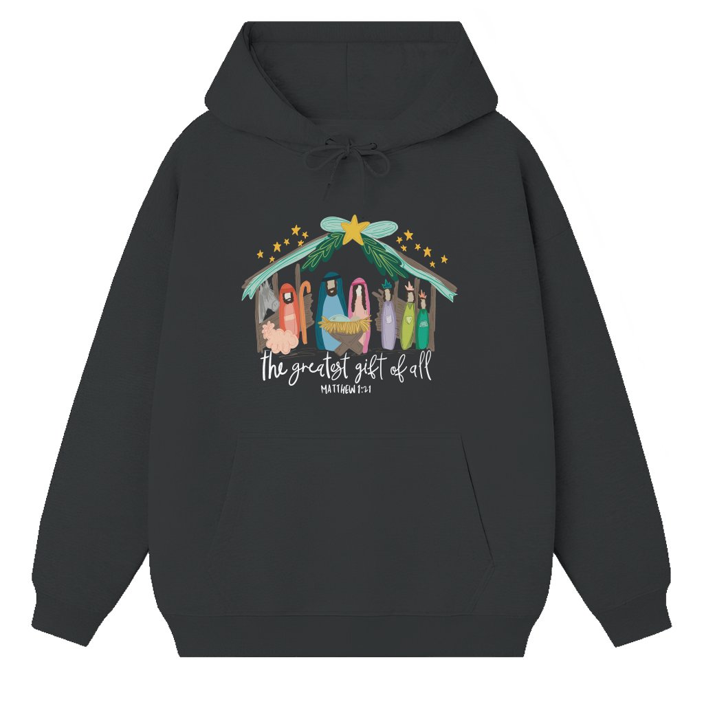 Christian Nativity Scene Hoodie – Christmas Gift for Christians - front view