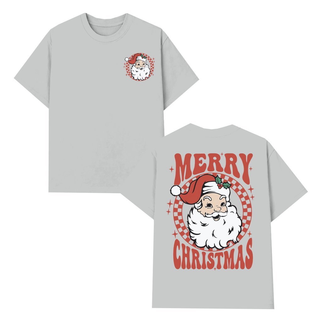 Retro Santa Checkered T-shirt – Christmas Gift for Men Women - front view
