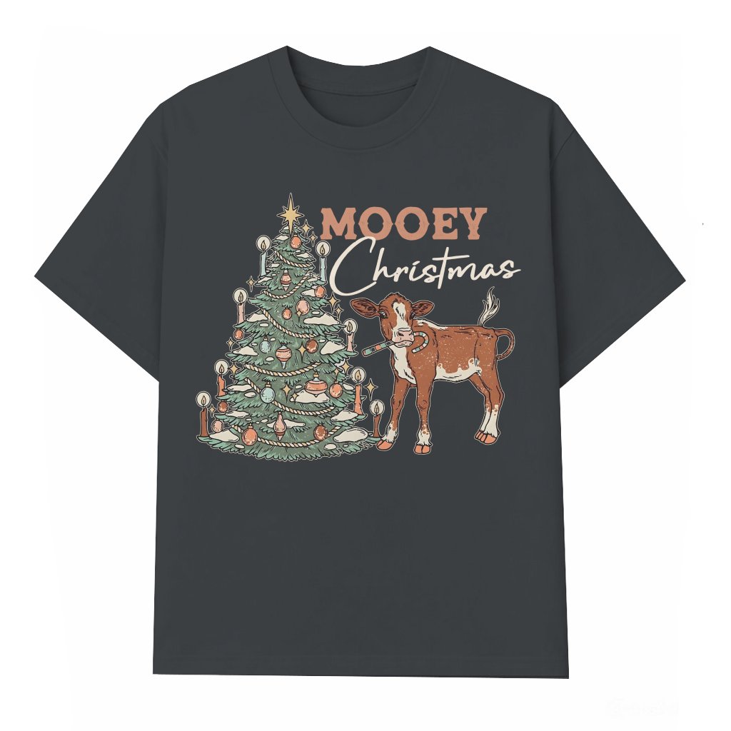 Mooey Christmas Cow T-shirt – Christmas Gift for Family Funny Western - front view