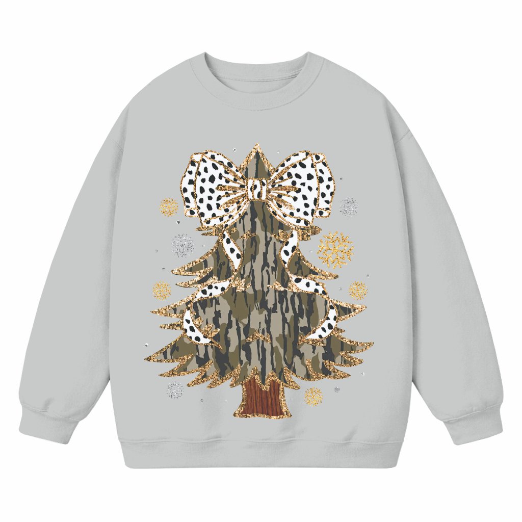 Coquette Christmas Tree Sweatshirt – Christmas Gift for Her Glitter - front view