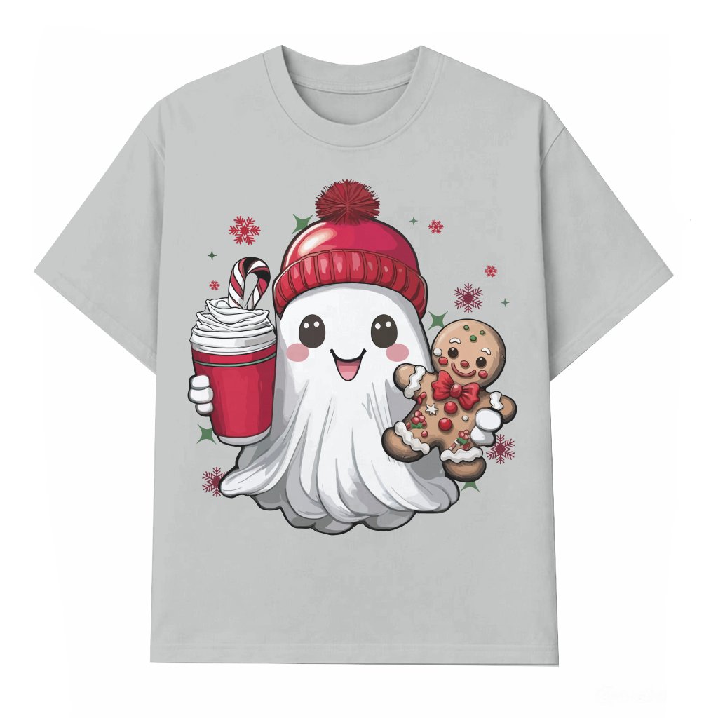 Cute Gingerbread Ghost T-shirt – Christmas Gift Funny Spooky - front view
