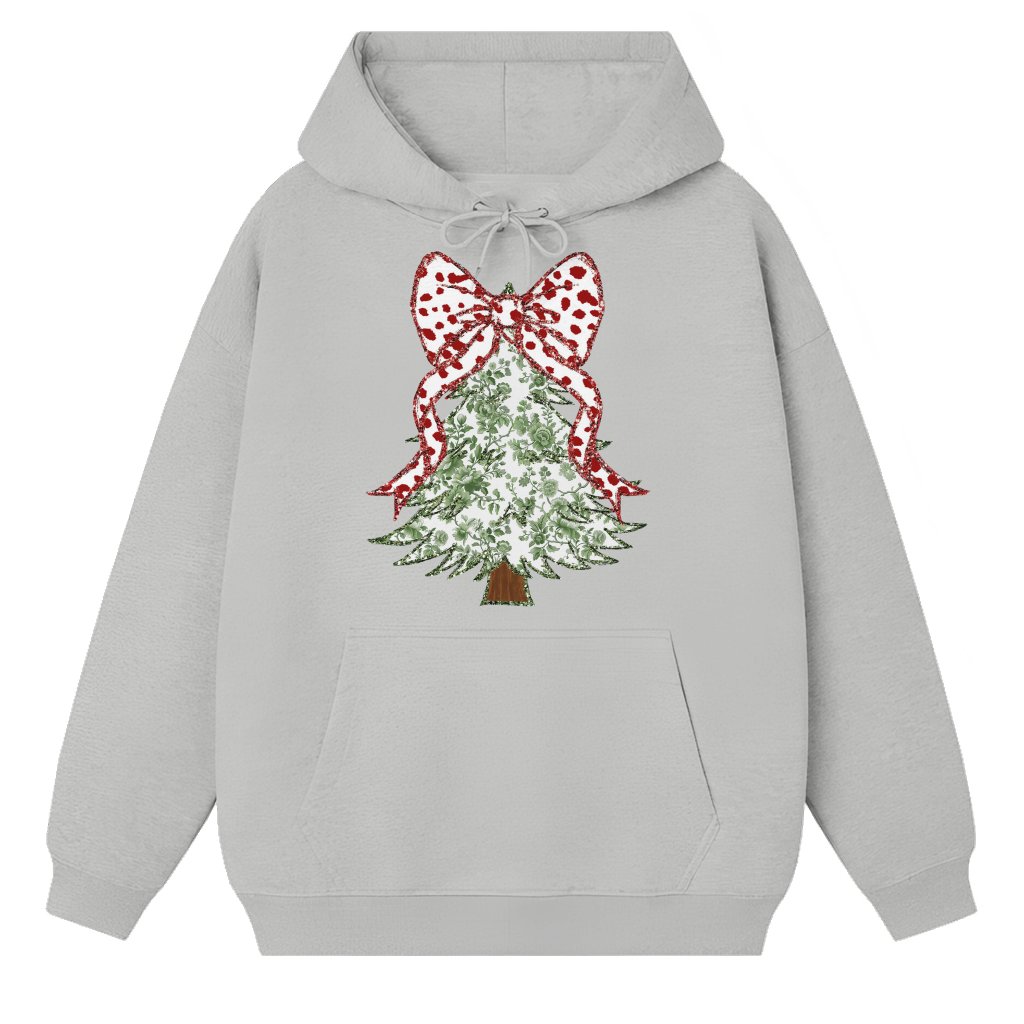 Christmas Tree Bow Coquette Hoodie – Christmas Gift Trendy - front view
