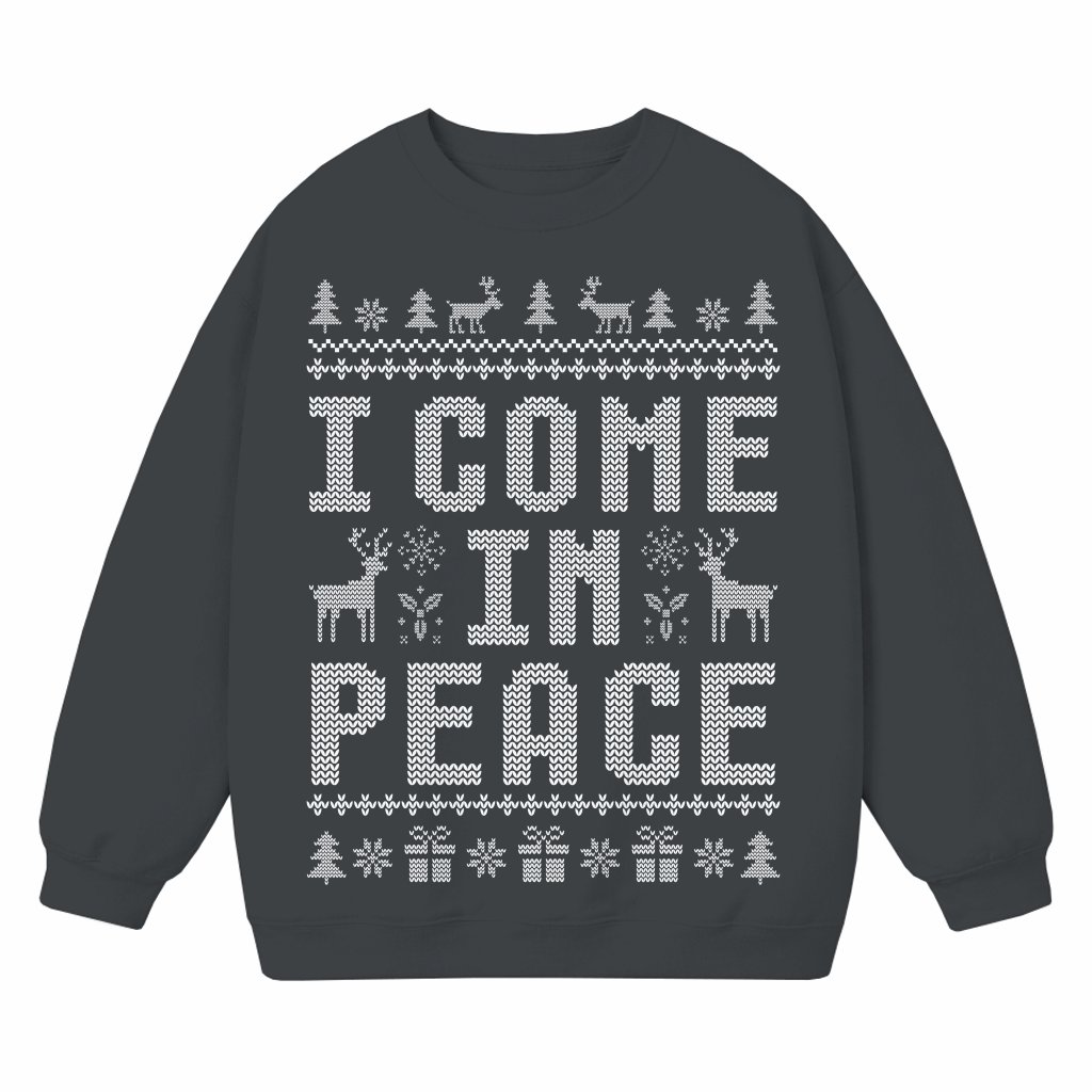 I Come in Peace Sweatshirt – Ugly Christmas Funny Gift for Matching Couple - front view