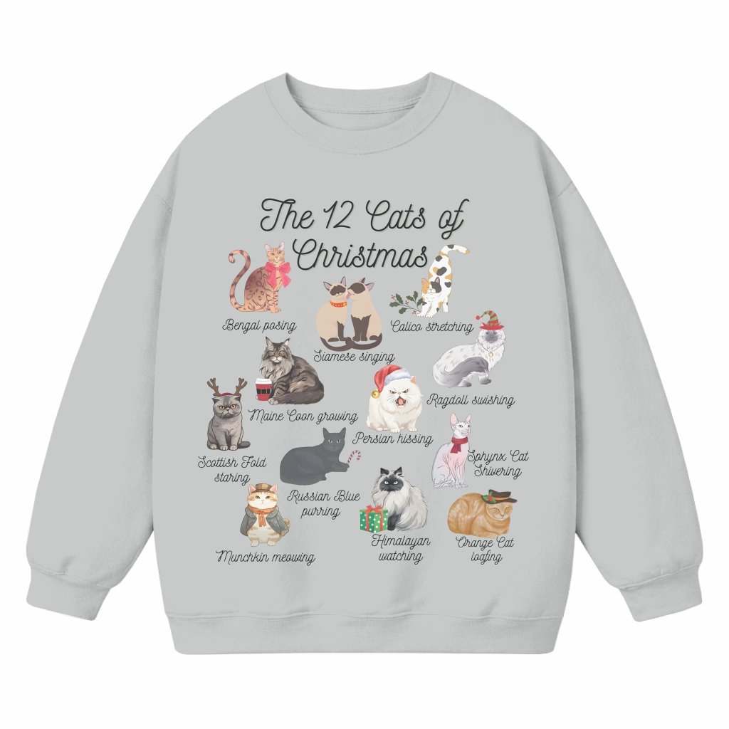 Meowy Christmas Cat Sweatshirt – Christmas Gift for Cat Lovers Funny Cute - front view