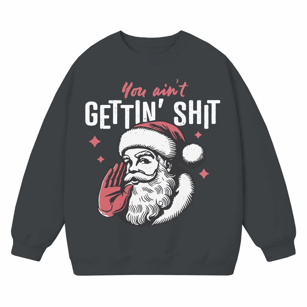 Santa Ain't Gettin Nothin Sweatshirt – Funny Christmas Gift - front view
