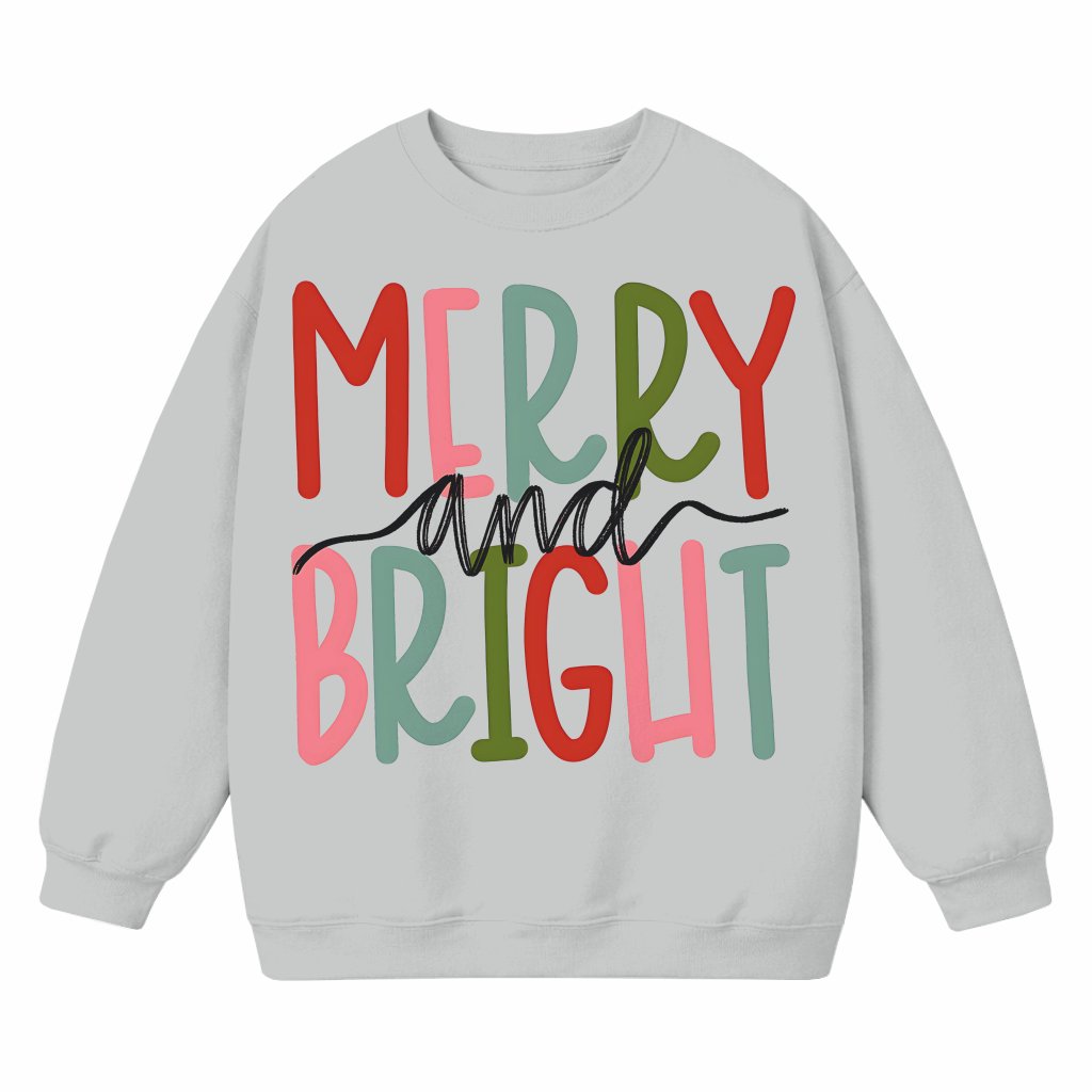 Merry Bright Sweatshirt – Christmas Gift for Women Sparkly Glitter - front view