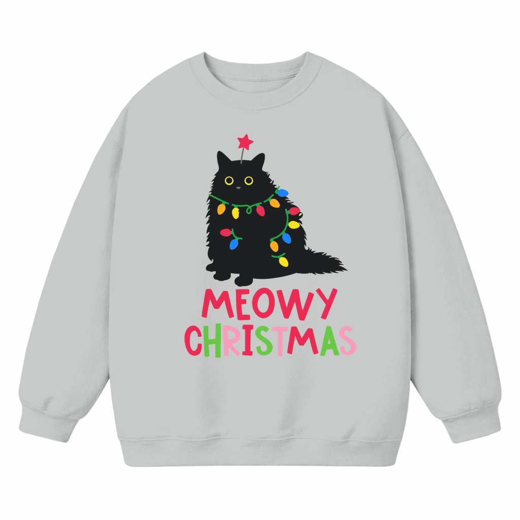 Meowy Christmas Sweatshirt – Christmas Gift for Cat Lover Funny Cute - front view