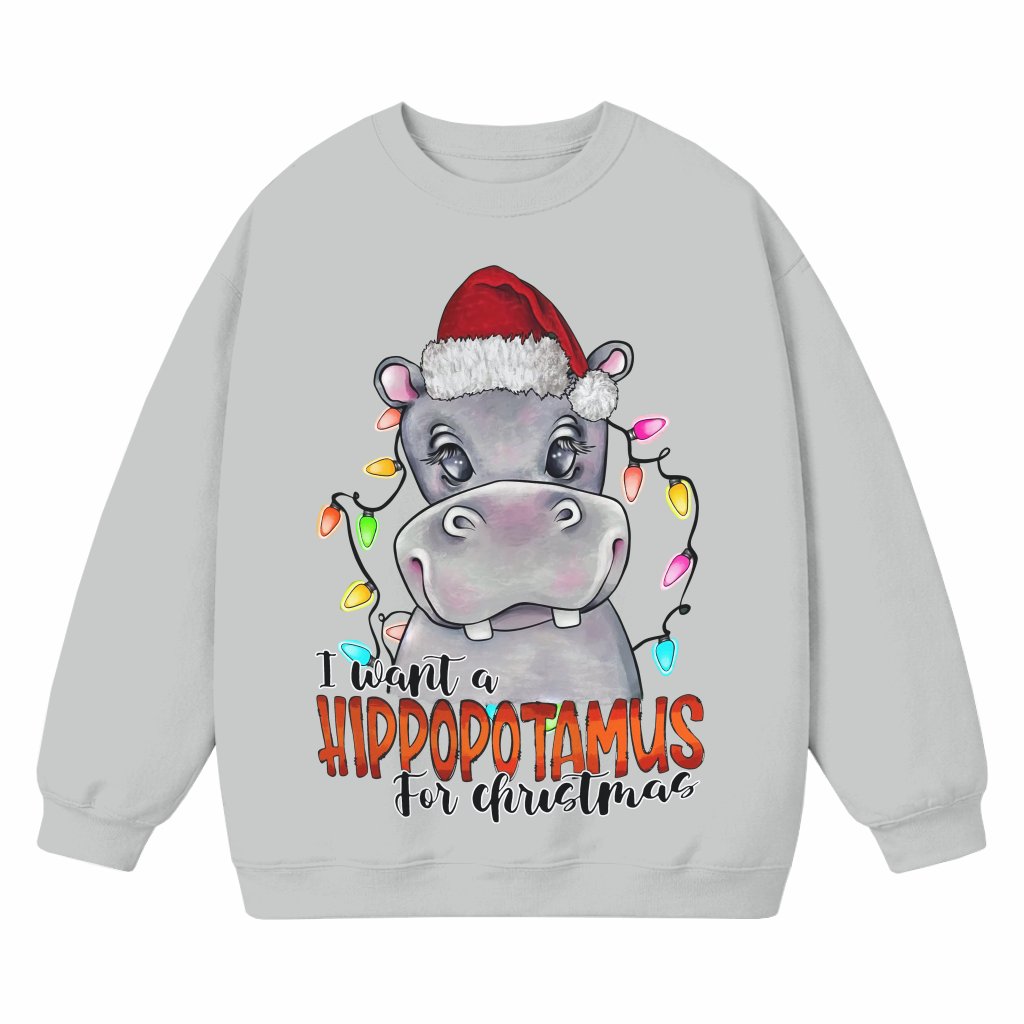 Cute Retro Hippopotamus Sweatshirt – Christmas Gift Funny - front view