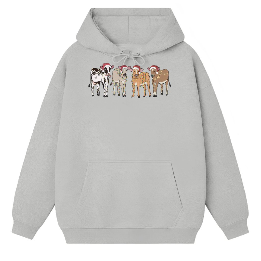 Funny Cow Santa Hoodie – Christmas Family Matching Gift for Cow Lover - front view
