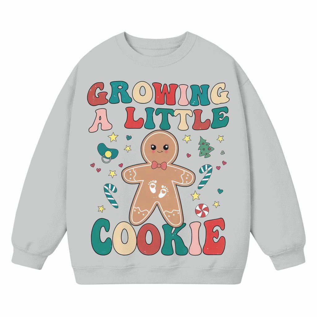 Funny Growing A Little Cookie Sweatshirt – Christmas Pregnancy Announcement Gift - front view