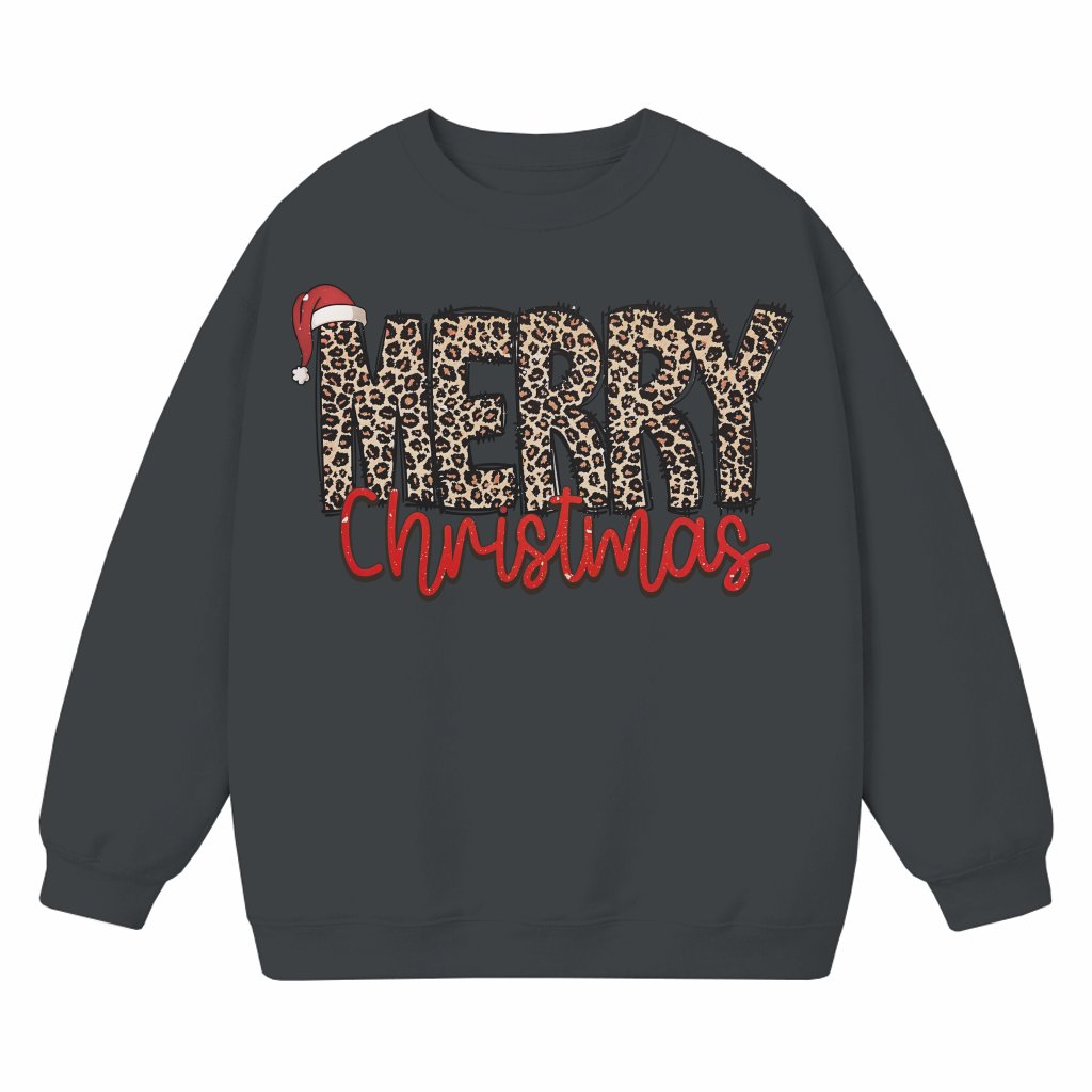 Merry Christmas Leopard Sweatshirt – Christmas Gift for Women Trendy - front view
