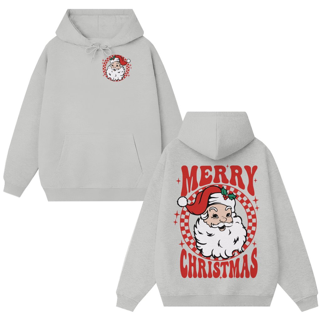 Retro Santa Checkered Hoodie – Christmas Gift for Women - front view