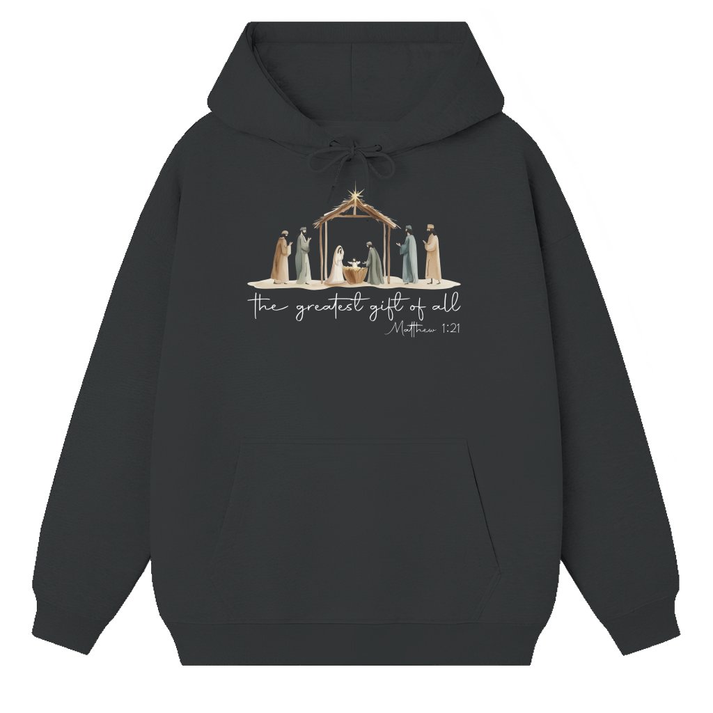 Cute Coquette Nativity Bow Hoodie – Christmas Gift for Her - front view