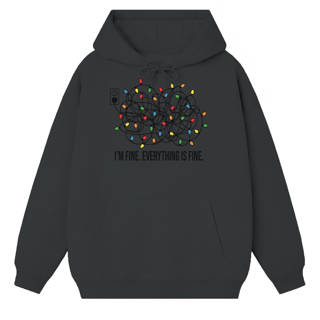 Funny I'm Fine Everything Is Fine Christmas Lights Hoodie – Christmas Gift - front view