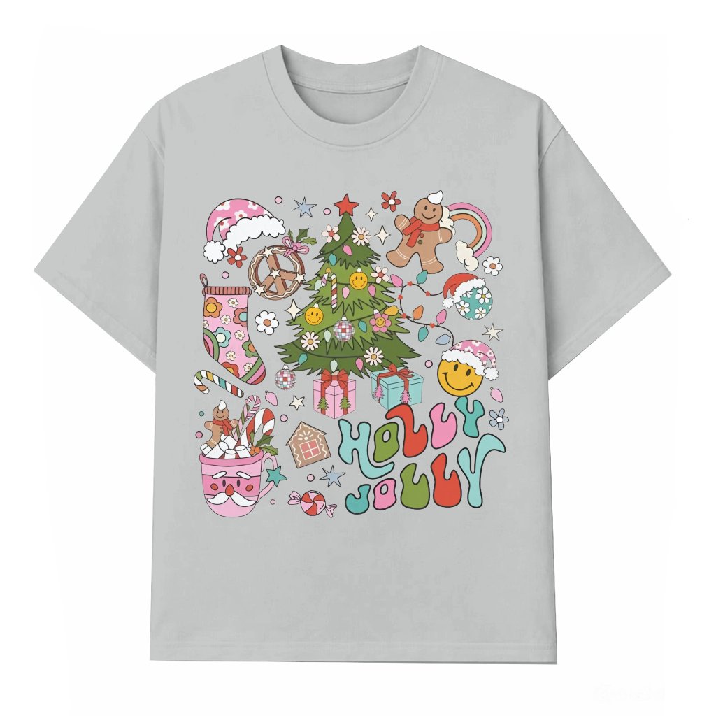 Jolly Cute T-shirt – Christmas Gift for Her Festive Holiday Apparel - front view