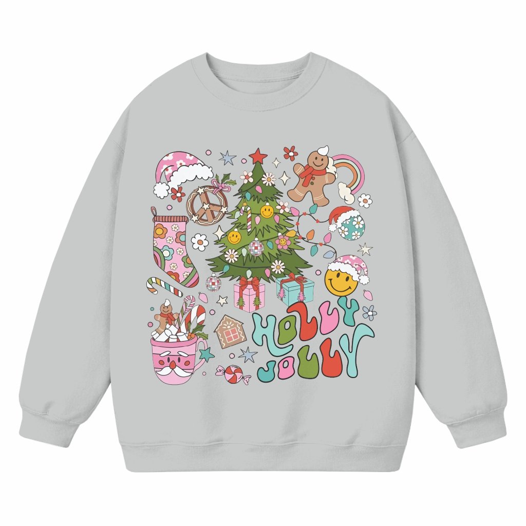 Holly Jolly Sweatshirt – Christmas Gift Trendy Cute - front view